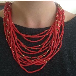 Stella & Dot Campari Coral Necklace